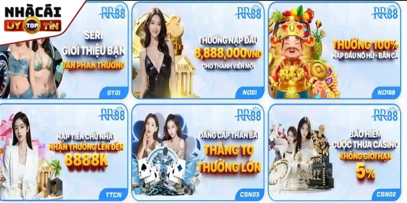 Khuyến mãi RR88 - Ưu đãi hấp dẫn, nhận thưởng liền tay 2 Lần đầu nạp tiền nhận thưởng siêu khủng lên đến 8.888K